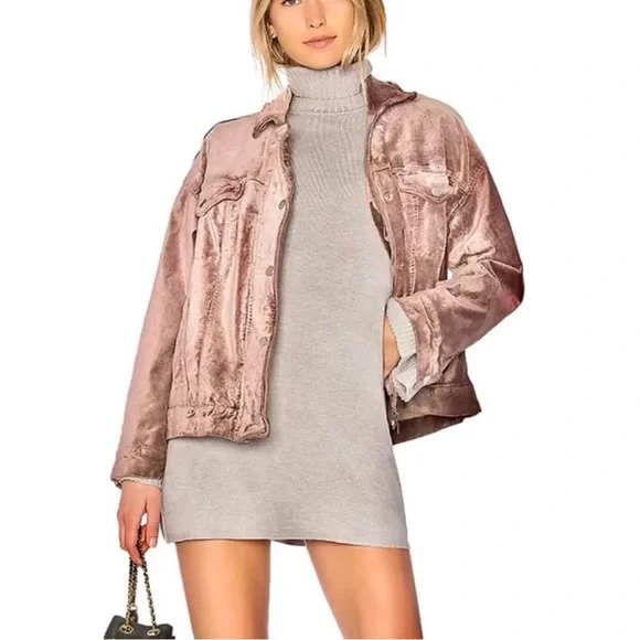 Free People Mauve Velvet Jacket - Picture 3 of 8
